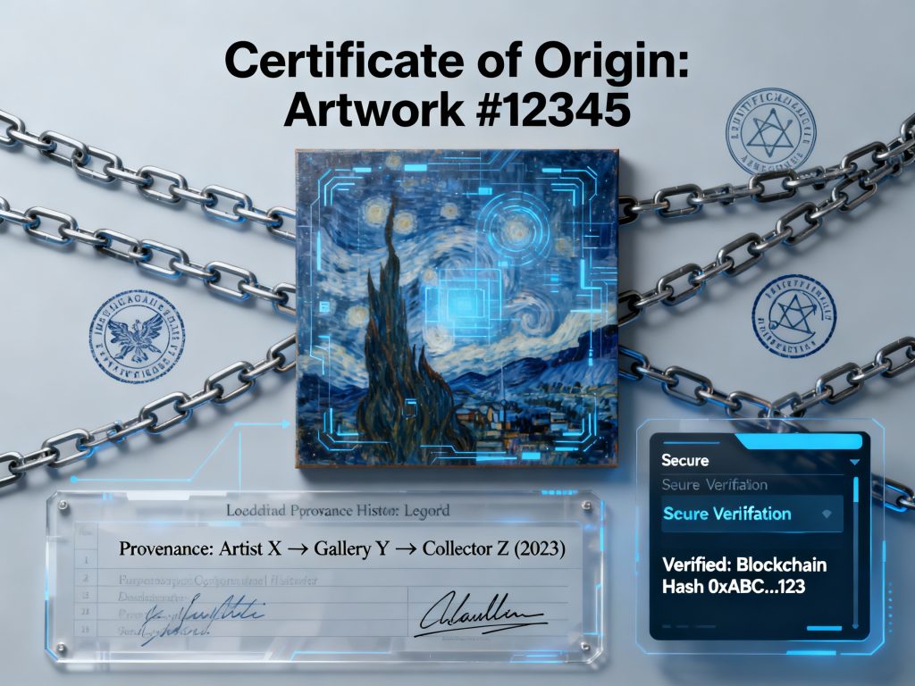 아치형 유리 천장이 있는 고전적인 갤러리에서 한 예술가가 공작 그림을 그리고 있고, 다른 관람객은 청록색 수족관 같은 설치물을 바라보며, 벽면에는 다양한 풍경화와 인물화가 전시된 전통과 현대가 공존하는 미술관 내부