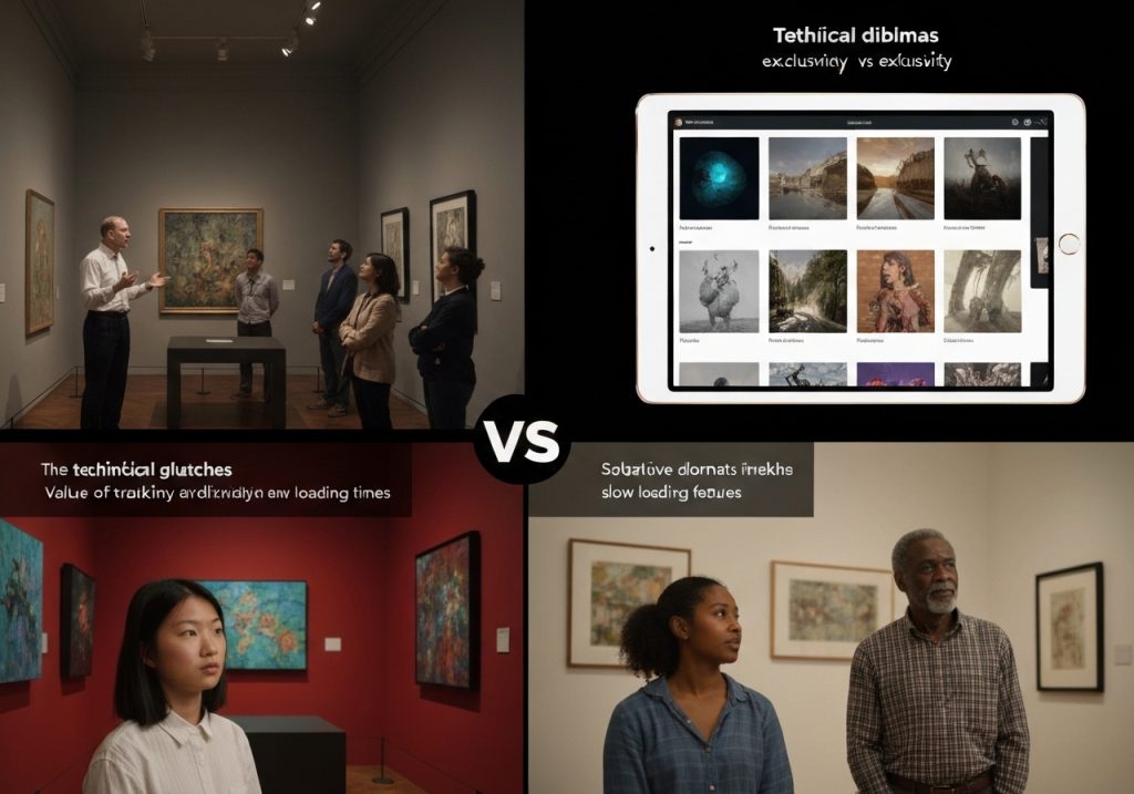 어두운 방에서 스마트폰을 들고 'Automatic Royalty' 코드 화면을 보는 손과 배경의 여러 모니터에 컬러풀한 프로그래밍 코드가 표시된 블록체인 기반 자동 로열티 시스템 개발 장면