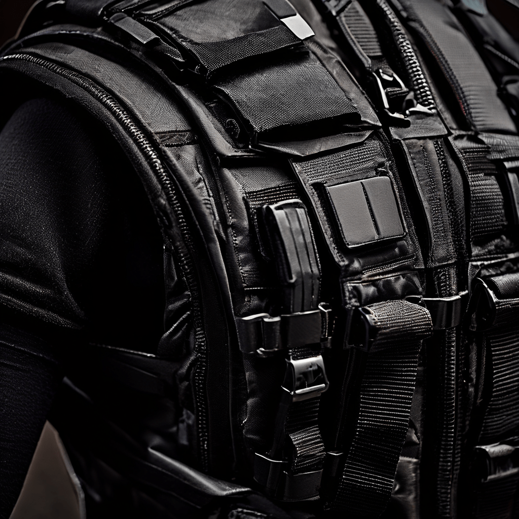 전술적 스포츠 조끼의 단단히 잠긴 지퍼 클로즈업으로, 이 작은 디테일이 운동선수의 최고 퍼포먼스와 결정적인 승리에 중요한 영향을 미친다는 점을 강조합니다.