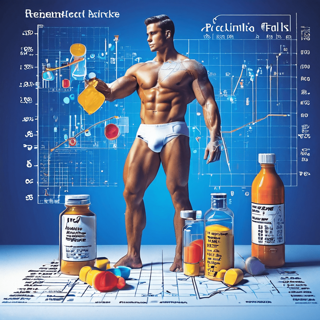 완벽한 몸매를 약속하는 수학 방정식이 약과 마케팅 그래프로 변형되며, 속임수로 가득한 광고 산업의 허구성을 폭로하는 개념적 이미지입니다.