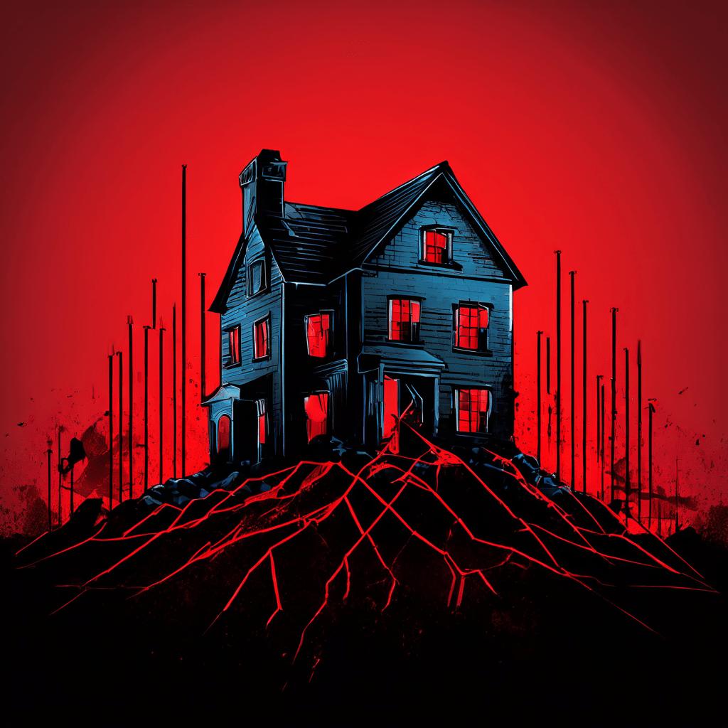 부채비율이 급격히 상승하여 적정 부채상환능력(DSR) 한계선을 돌파하고 정점에서 주택 아이콘이 붕괴되는 모습을 시각화한 그래프로, 과도한 대출이 가계에 미치는 위험성을 경고합니다.