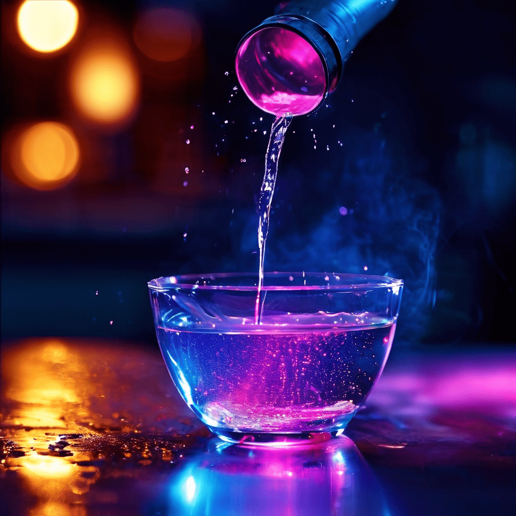 마케팅 깔때기에 감정과 모호한 성분이 적힌 추상적인 액체가 부어져 소비자의 심리를 교묘하게 설득하는 현대 마케팅 기법을 상징적으로 표현한 이미지입니다.