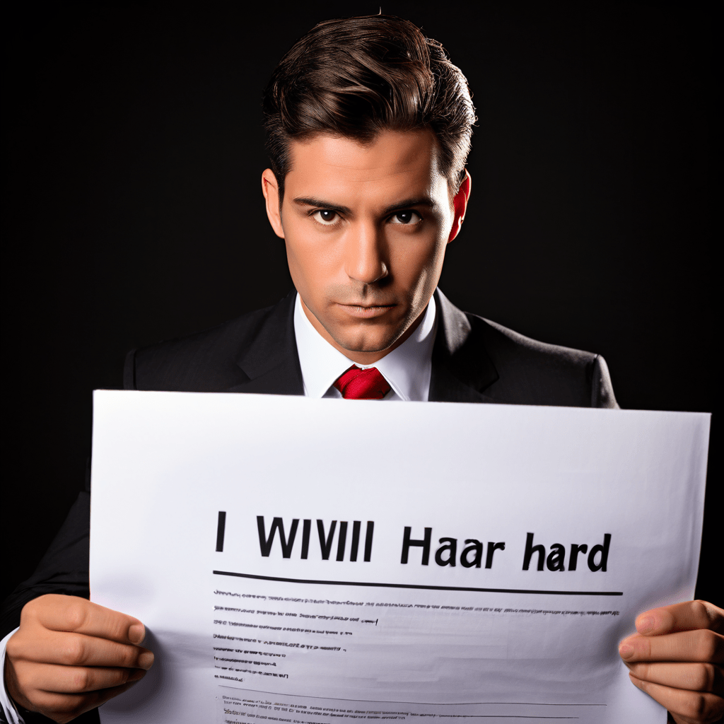 경력이 부족한 구직자의 단순한 열정 표현인 '열심히 하겠습니다'라는 문구가 회계 감사관의 검증을 거쳐 적합하지 않음을 상징적으로 보여주는 이미지입니다.