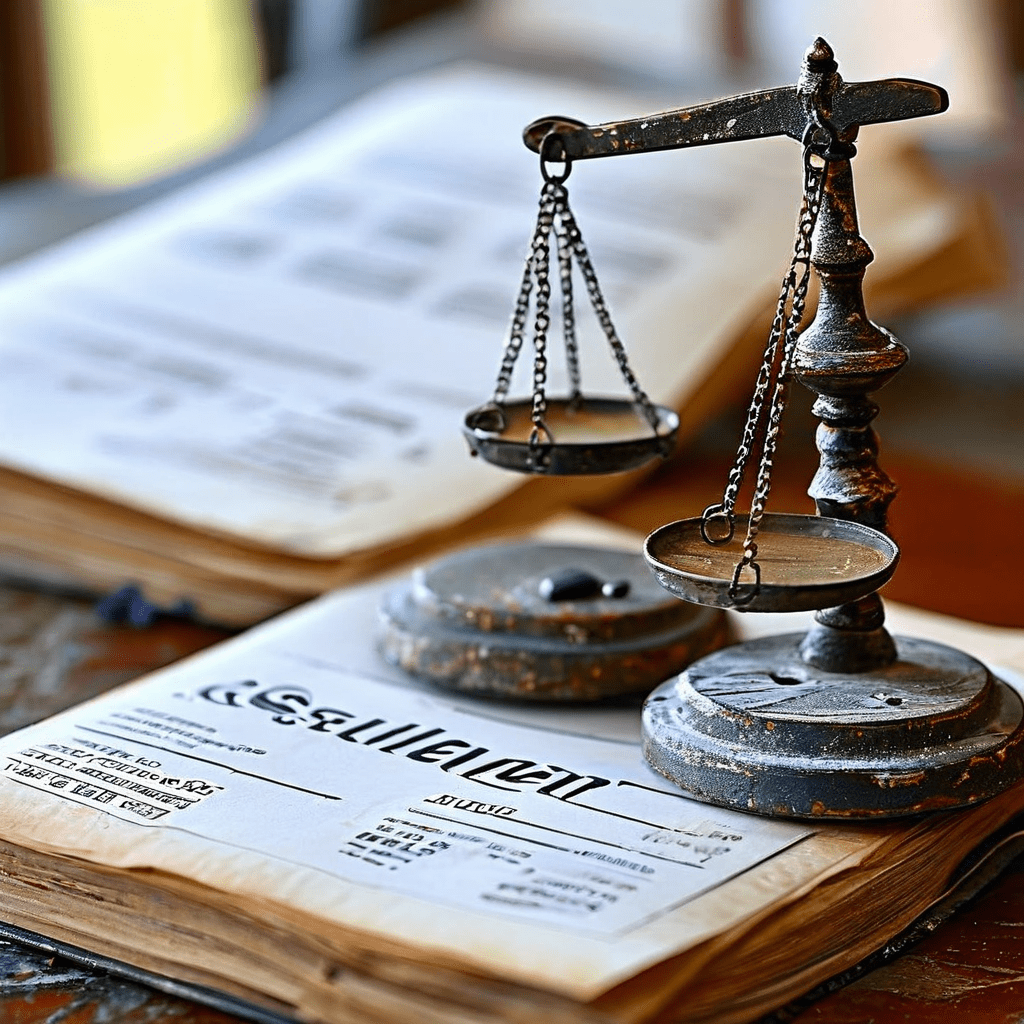 플랫폼 정책 문서에서 판매자에게 과도하게 기울어진 저울이 소비자 보호보다 사업자 우위를 보여주는 불공정한 규정의 문제점을 상징적으로 나타냅니다.